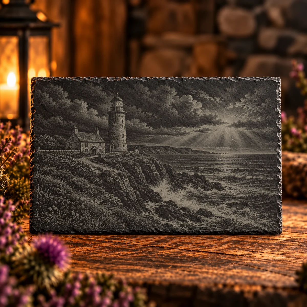 Beacon on the Headland Coastal Slate Art
