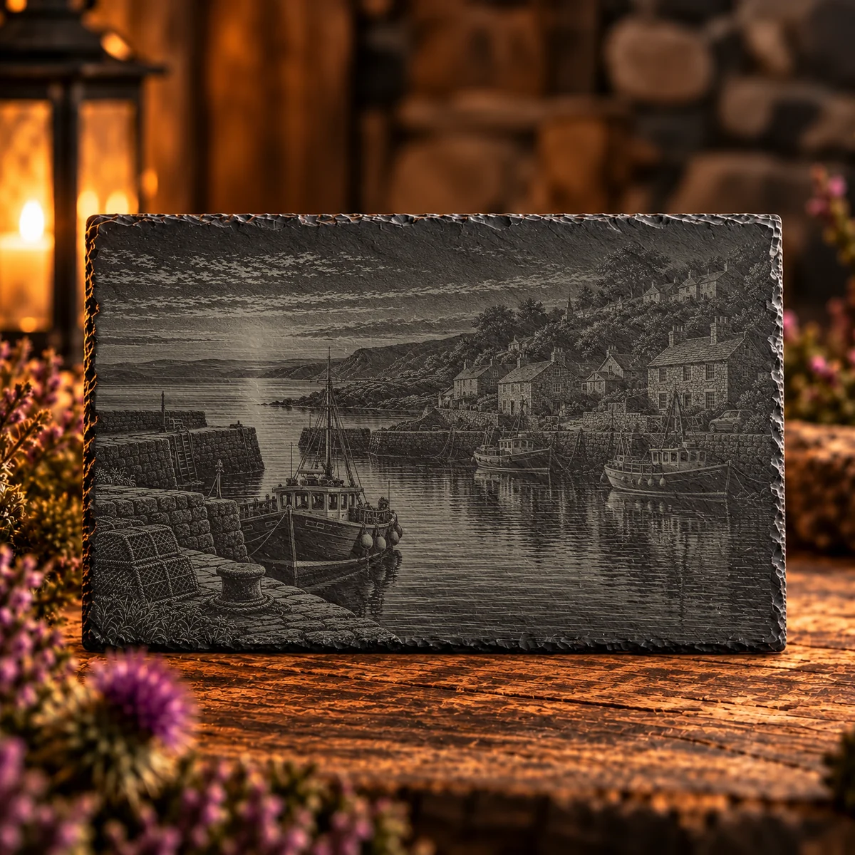 Harbour at Dawn Coastal Slate Art
