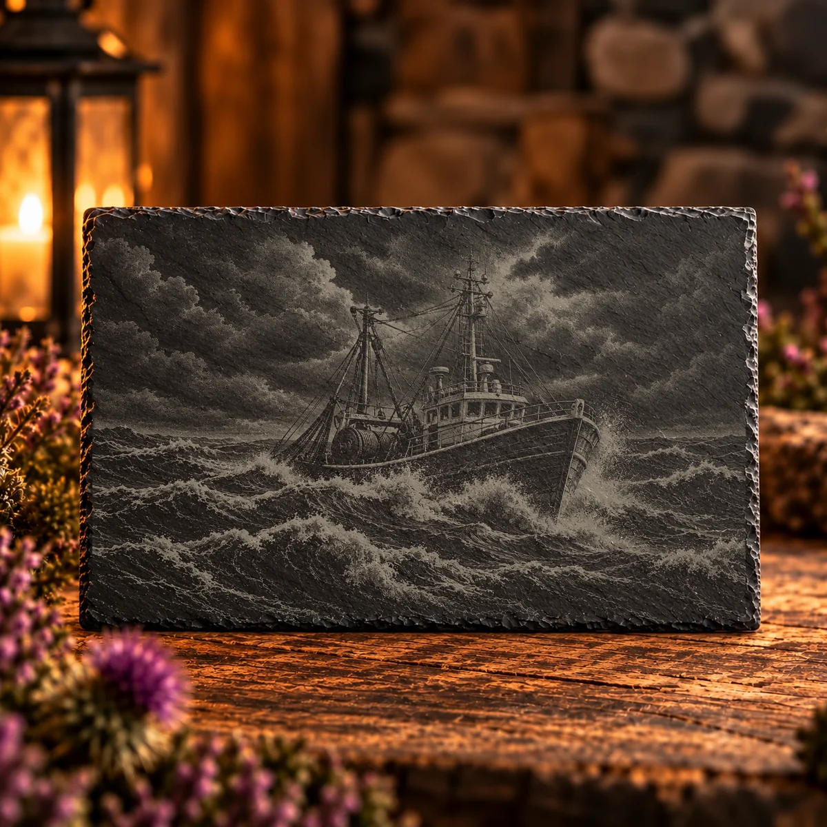 Storm Watch Coastal Slate Art