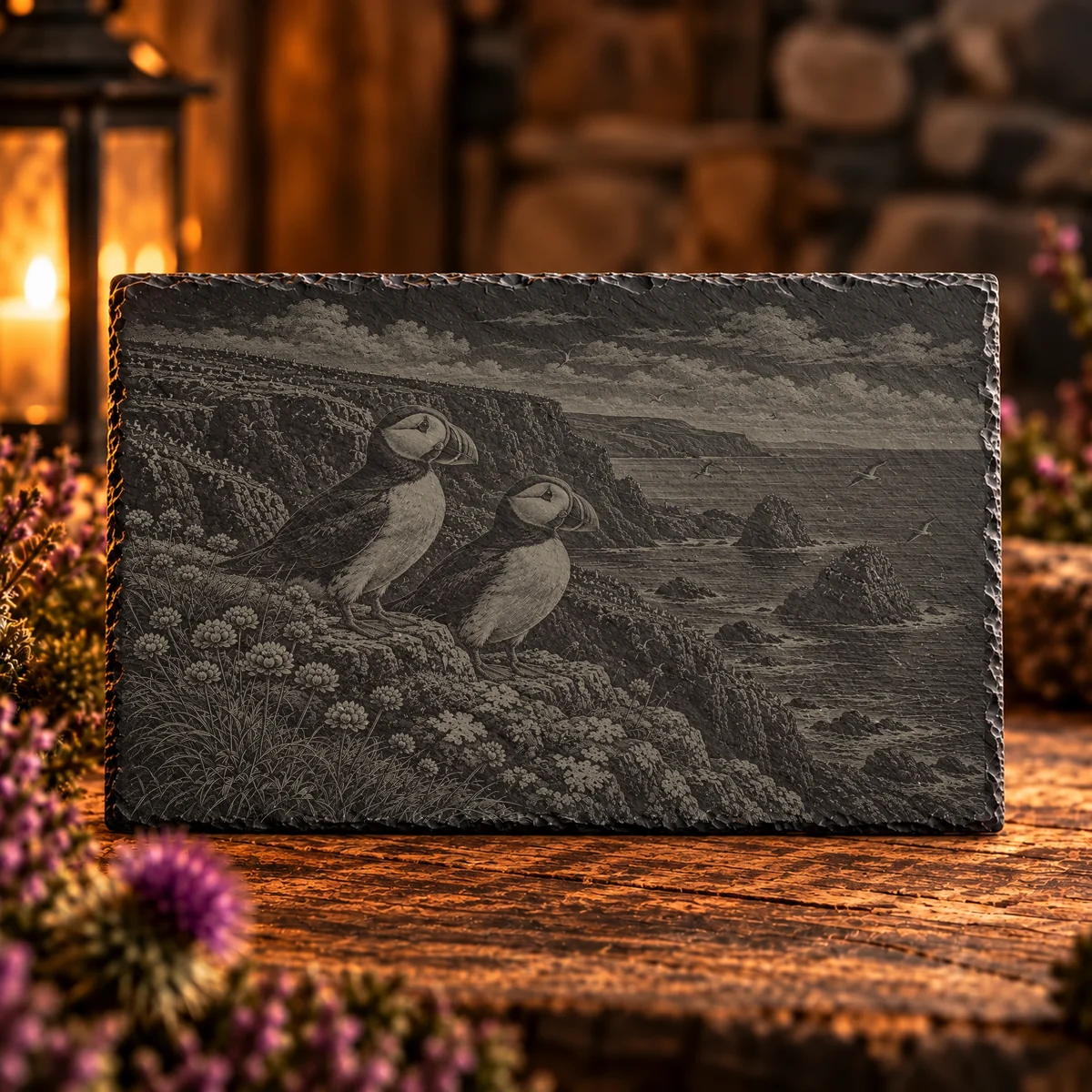 Puffin Ledge Coastal Slate Art