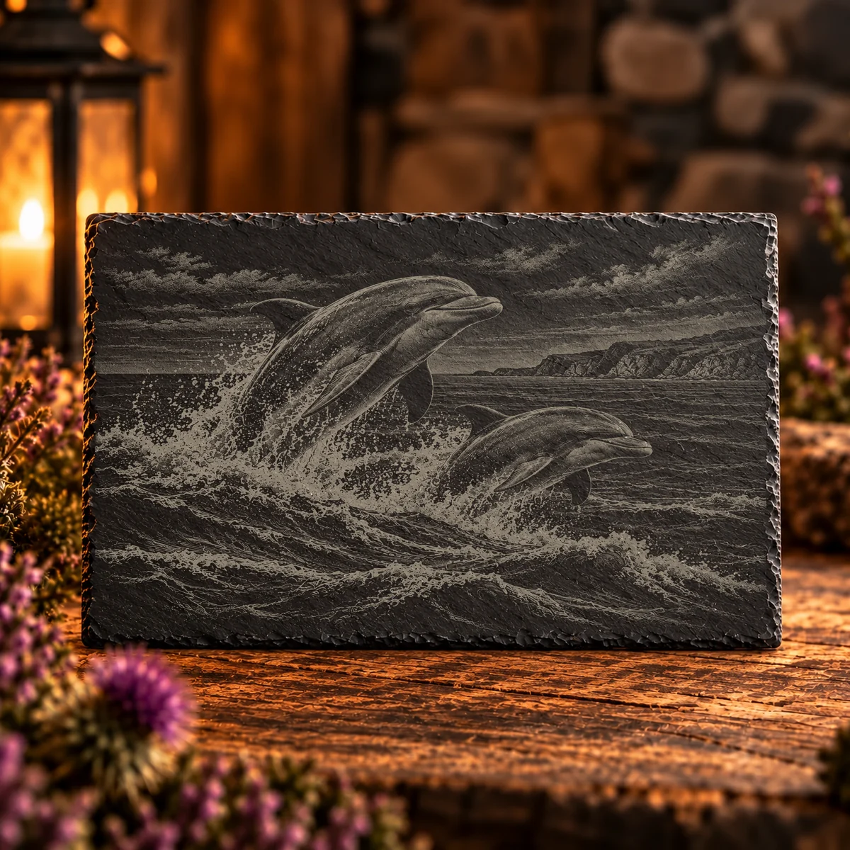 Dolphin Passage Coastal Slate Art