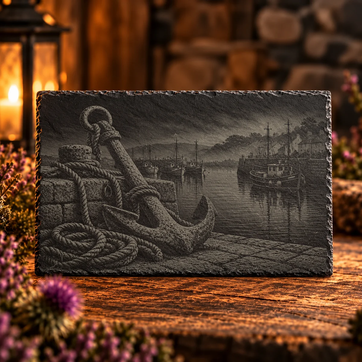 The Old Anchor Coastal Slate Art