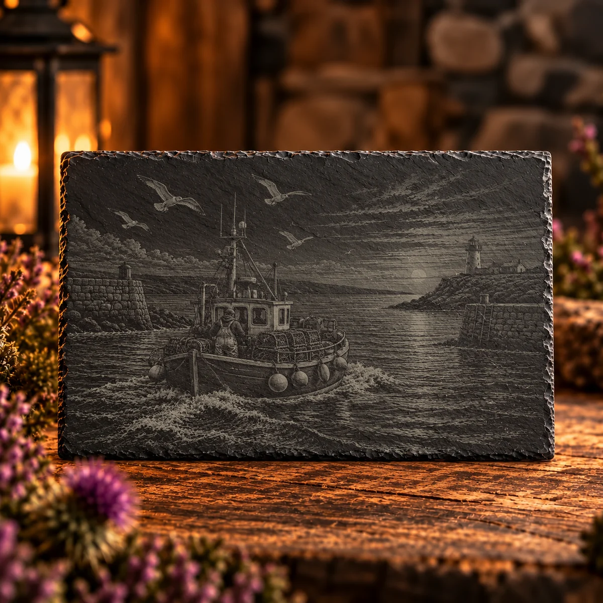 Crabber's Return Coastal Slate Art