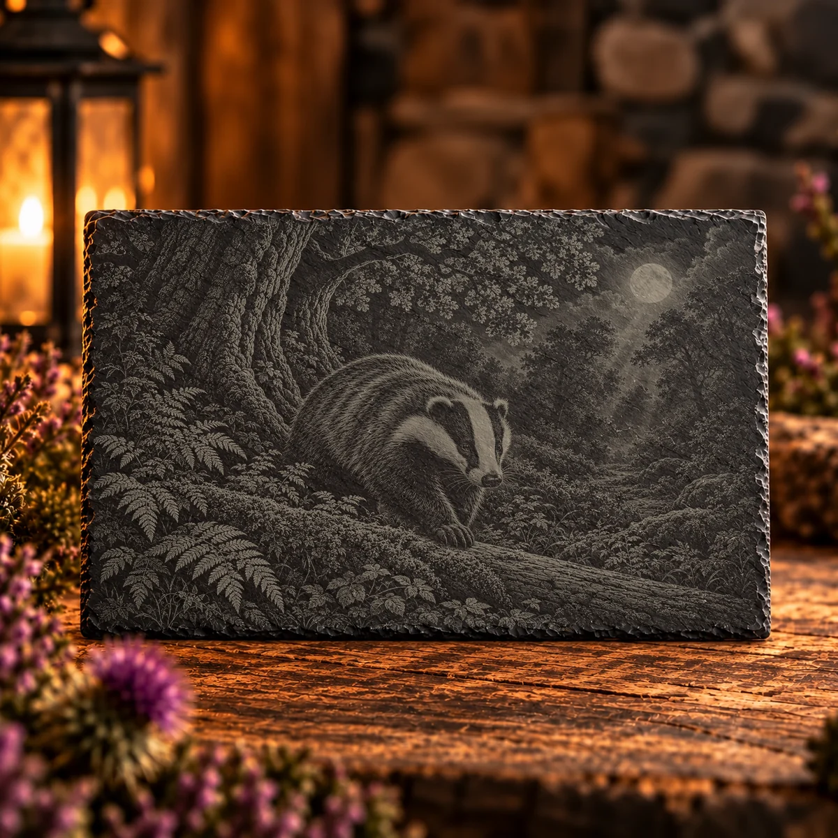 Badger's Gate Woodland Slate Art