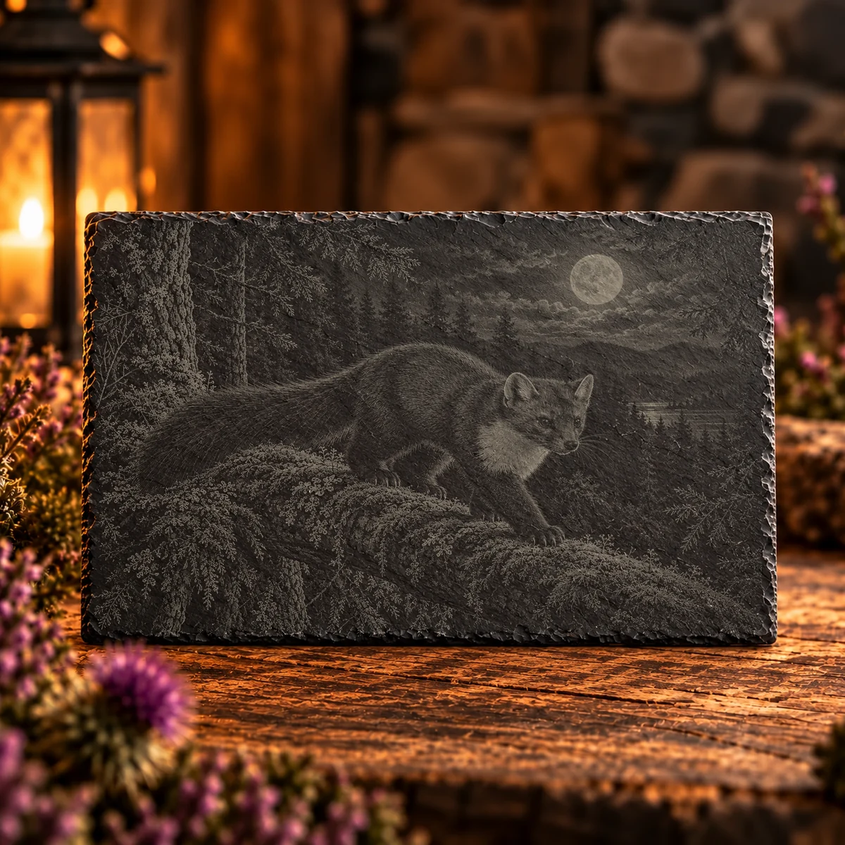 Pine Marten Patrol Woodland Slate Art