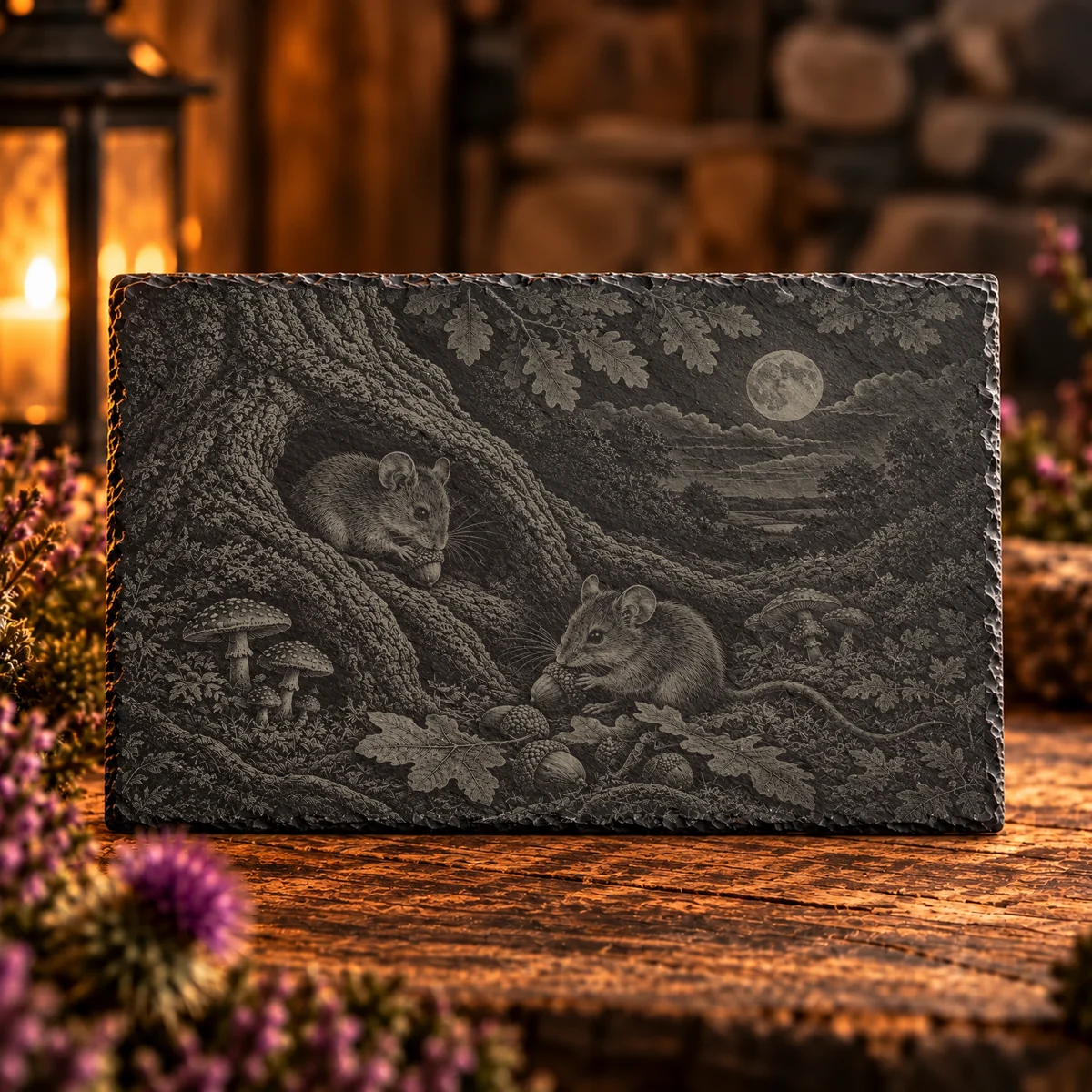 Wood Mouse Feast Woodland Slate Art