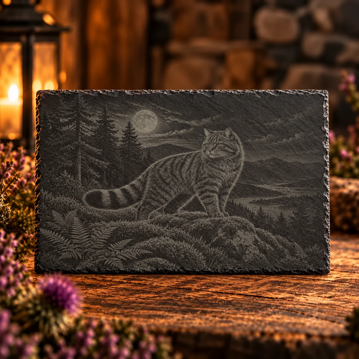 Wildcat Watch Woodland Slate Art