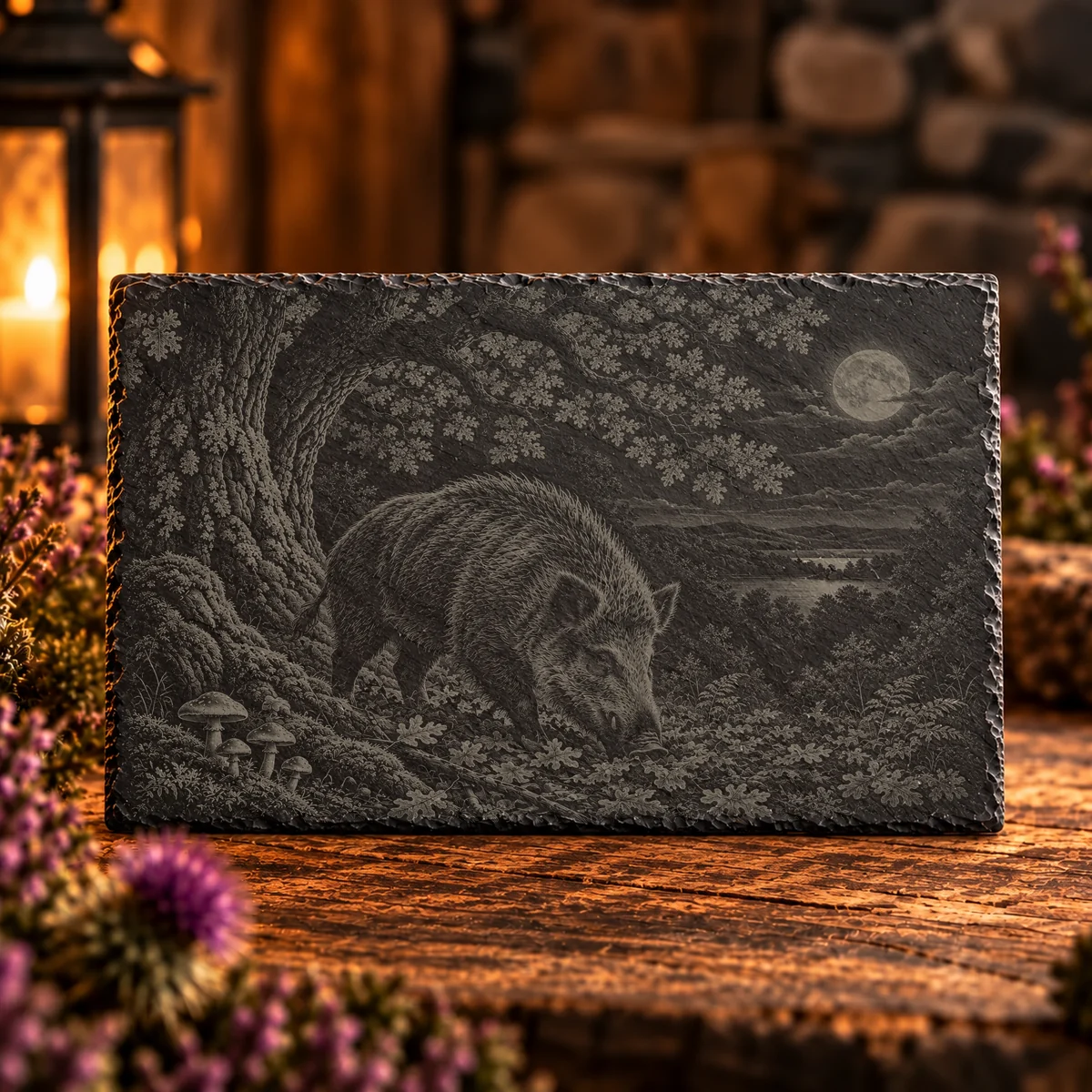 The Wild Boar Woodland Slate Art