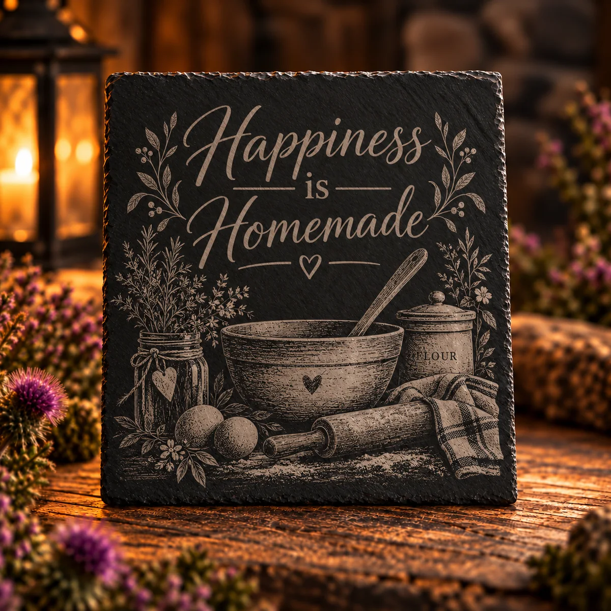 Engraved slate for hospitality and table use