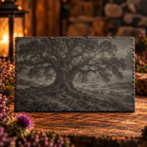 The Ancient Oak, Nature engraved slate