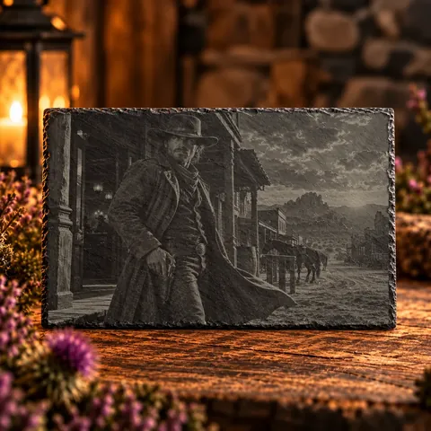 The Last Outlaw, Wild West engraved slate