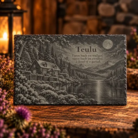Teulu, Winter in Wales engraved slate